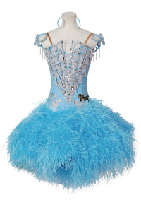 Costume de compétition de danse latine Vennystyle - Robes florales personnalisées avec strass et plumes |   Vêtements de performance Rumba en spandex/coton - Product Image 6