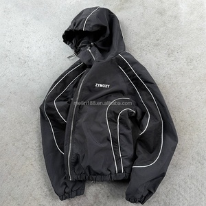 Vestes coupe-vent légères en nylon avec fermeture éclair, coutures personnalisées, design en tissu mesh, vestes coupe-vent imperméables réfléchissantes 3M - Product Image 2