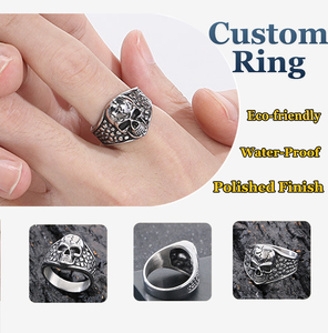 Anello da uomo in acciaio inossidabile con teschio fantasma, personalizzabile, versatile, retrò, di tendenza, ipoallergenico e anti-sbiadimento, all'ingrosso - Product Image 3