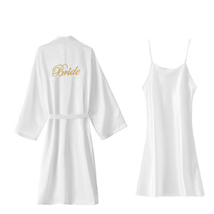 Kimono Corto in Raso Personalizzato per Donna, <span class=keywords><strong>Vestaglia</strong></span> da Sposa, Pigiama Morbido, Abbigliamento da Notte, Taglie Forti, per Feste di Matrimonio e Damigelle - Product Image 2