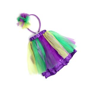 Karneval Gold Grün & Lila Halloween Mardi Gras Kinder Kostüm Rock & Stirnband Set Tutu für Mädchen - Product Image 3