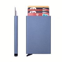 Porte-cartes de crédit minimaliste en aluminium pour homme, best-seller, fin et élégant, avec ouverture automatique, pour poche avant, idéal pour les cadeaux