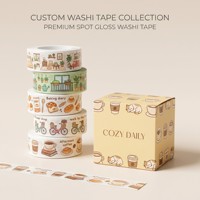 Ruban Washi Brillant UV Personnalisé à Impression Numérique, Motif Chat Kawaii pour Café, Idéal pour la Vie Quotidienne Confortable