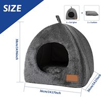 Lit pour chat en forme d'igloo semi-fermé, lit pour chaton avec coussin amovible et lavable, antidérapant, doux, chaud, écologique, portable, boîte pour chat d'intérieur