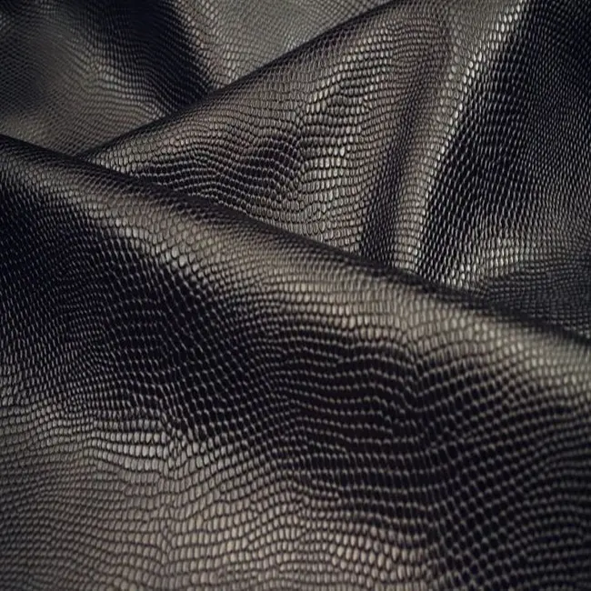 Lizard Embossed Rich Black Cow hide | cow leather skin | Genuine leather cow skin