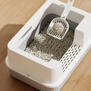 Caja de arena <span class=keywords><strong>para</strong></span> gatos grande al por mayor, caja de arena de limpieza semiabierta, bandeja de arena <span class=keywords><strong>para</strong></span> gatos de lado alto con caja de arena, inodoro <span class=keywords><strong>para</strong></span> mascotas - Product Image 1