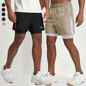 Heren Atletische Sneldrogende Kleurblokkering <span class=keywords><strong>2</strong></span> In 1 Fitness Hardlooptraining Gym Basketbal Actieve Sportbroek Met Zakken Voering - Product Image 1
