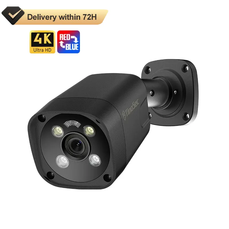 TinoSec 4K PoE telecamera di sicurezza IP Full Color visione notturna intelligente Ai rilevamento umano 8Mp telecamera di sorveglianza