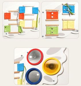 Panel de Actividades Sensoriales para Pared de Sala de Juegos, con Diseño de Hipopótamo, Búho y Cachorro, Juego Montessori - Product Image 4