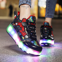 Chaussures à roulettes rétractables à 2 roues avec éclairage LED USB rechargeable 2023, chaussures à roulettes tendance unisexes, chaussures à roulettes clignotantes pour enfants