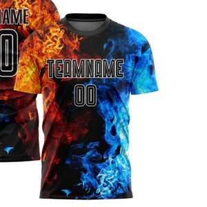 Fire Blue <b>Flame</b> Soccer Jersey Short Sleeve Football <b>Shirt</b> Breathable Lightweight Quick Dry Performance Sportswear for Training - Product Image 2