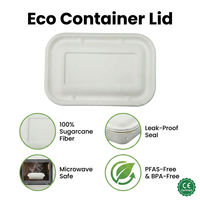 Bagasse schaal ecologisch verantwoorde afhaalschaal composteerbare voedselverpakking deksel pulp deksel voor fastfood cloud kitchen verpakkingen