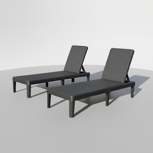 Ensemble de 2 chaises longues de piscine, avec dossier réglable en 6 positions, chaise longue en résine imperméable pour terrasse au bord de la piscine - Product Image 2