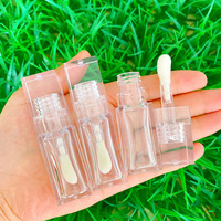 LZ Pack Stock Venta caliente PETG 6,5 ML Full Clear Fat Wand Tubos de brillo de labios Cuadrado Transparente Jumbo Etiqueta privada Tubo de brillo de labios