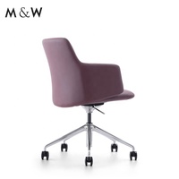 Chaises de course d'ordinateur de chaise de bureau pivotante à dossier bas en cuir noir M & W vente en gros