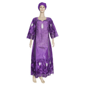 H & D Robes africaines pour femmes Vêtements traditionnels nigérians Ankara <span class=keywords><strong>Bazin</strong></span> Maxi Robes <span class=keywords><strong>Boubou</strong></span> avec turban pour mariage - Product Image 4