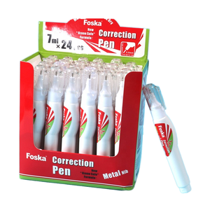 Foska Europese Kwaliteit 7Ml Veilige Materialen Niet-Toxisch Snel Drogen Gladde <span class=keywords><strong>Corrector</strong></span> Witte Vloeistof <span class=keywords><strong>Pen</strong></span> Met Metalen Punt - Product Image 1