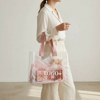 Bolsas de Compras de PVC Transparente con Logotipo Personalizado, Holográficas, Impermeables, con Diseño de Bolsa de Mano para Mujer