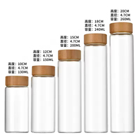 Emballage 50ml 60ml 80ml 100ml contenants de flacon en verre alimentaire transparent avec couvercle en bambou de poudre tampons sensibles