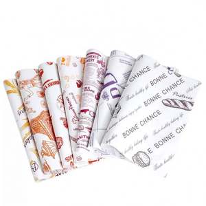 Papier d'emballage brun anti-graisse enduit de PE jetable avec impression de logo pour hamburgers, sandwichs, pizzas, pains et autres aliments - Product Image 1