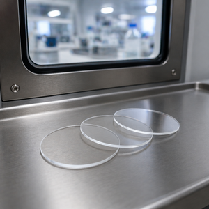 Plaquettes de verre borosilicate optique trempé transparent de haute qualité OEM, 2 mm d'épaisseur, résistantes aux hautes températures pour usage instrumentaire - Product Image 1