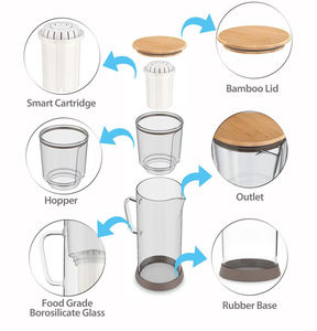 Pichet à eau en verre à charbon actif portable système de Filtration à 6 étages élimine les sédiments de métaux de chlore ioniseur en plastique - Product Image 5