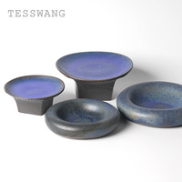 Service de table en céramique bleu ciel étoilé TESSWANG, assiettes et bols en porcelaine à glaçure réactive pour restaurant de luxe