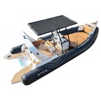 T-TOP de yacht de loisirs de haute qualité CE 22ft 680 Orca Tube en fibre de verre coque gonflable avec console centrale de luxe