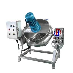 Industrial Commercial Automatic Electric Gas Heating Stirring Cooking Pot Jacketed Kettle With Mixer