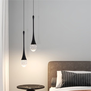 Элегантная индивидуальная прикроватная Хрустальная Подвесная лампа для спальни креативная Капля воды для гостиной фон настенный подвесной светильник - Product Image 5