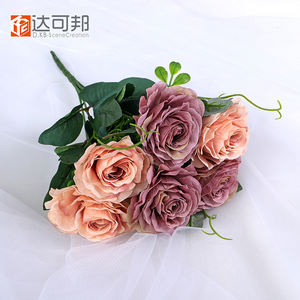 Plantas Artificiales, Ramo de Flores de <span class=keywords><strong>Rosa</strong></span> María de 6 Cabezas, Ramas de Flores Artificiales, Decoración de Bodas - Product Image 2