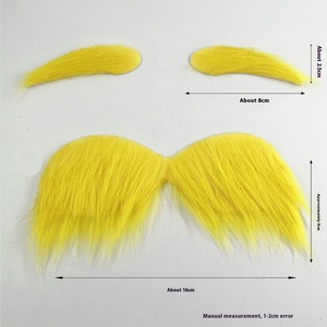 DAMAI Moustache jaune, sourcils, fausse barbe pour enfant et adulte, accessoires de déguisement d'Halloween, accessoires de fête amusants pour hommes et femmes en polyester - Product Image 3