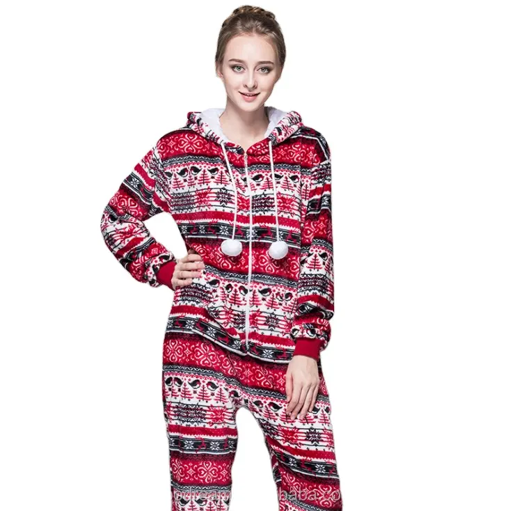 AIMINYZ-Pijama de invierno de franela para mujer, venta al por mayor de fábrica, Pelele de copos de nieve, ropa de dormir para mujer