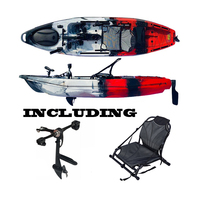 Kayak de pêche à pédales pour une personne, avec moteur, 11 pieds