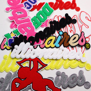 Parche con letras de chenilla de alta calidad personalizado, sin parche bordado moq, parches para planchar con letras de chenilla para ropa - Product Image 2