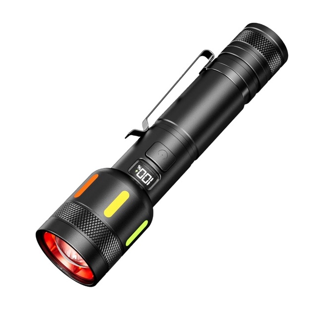 LED Flashlight Rechargeable with Clip, 4 Modes Portable Mini Tactical Flashlight Zoom Waterproof for Camping Outdoors Home