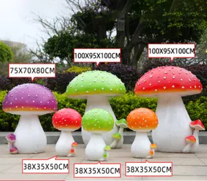 Factory Lifelike Mushroom Glass Fiber Sculpture Statues Garden Sculpture For Theme Park