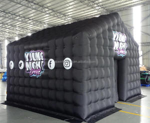 Lều chiếu sáng LED di động màu đen thương mại, lều câu lạc bộ đêm di động, lều tiệc hình khối bơm hơi, câu lạc bộ đêm bơm hơi - Product Image 1