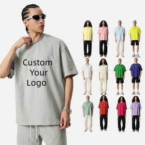 เสื้อยืดคอตตอนหนาน้ำหนักมากสำหรับผู้ชายรุ่นใหม่ล่าสุด พิมพ์ลายโลโก้แบบโดดเด่น – เสื้อยืดสำหรับผู้ชายสไตล์อเมริกันสตรีทแวร์ - Product Image 1