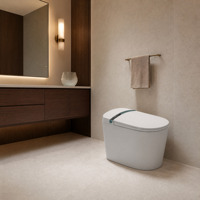 Ensemble WC intelligent avec bidet, télécommande et fonctionnalités avancées - Siège chauffant automatique moderne, double chasse d'eau, à poser au sol