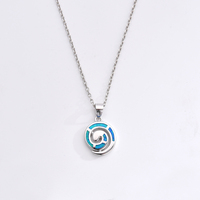 Collier pendentif pour femme en argent sterling 925 avec opale bleue spéciale et placage or rhodié