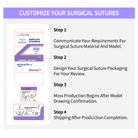 Sutures chirurgicales résorbables PGA910/PDO personnalisables en gros, 75 cm, 90 cm, 40 mm, 3/0, avec aiguilles coupantes