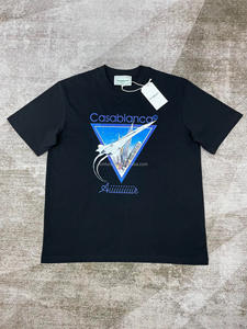 Para <span class=keywords><strong>Casablanca</strong></span> 100% Camiseta de algodón Impresión digital de manga corta Patrón de tela de punto holgado Comercio electrónico transfronterizo - Product Image 3