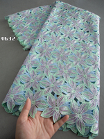4632 5 Yards Tissu en dentelle africaine, dentelle guipure nigériane couleur lait avec motifs floraux complexes, tissu traditionnel africain