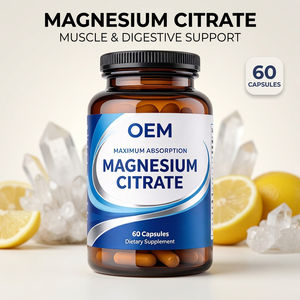 Cápsulas de Citrato de Magnesio OEM, 60 Cápsulas, Máxima Absorción, Suplemento Mineral, Suplemento Herbal de Fábrica - Product Image 1