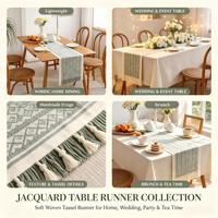 Chemin de table moderne en polyester jacquard à franges, texture tissée bohème, long, pour réception de mariage, décoration quotidienne de table, durable
