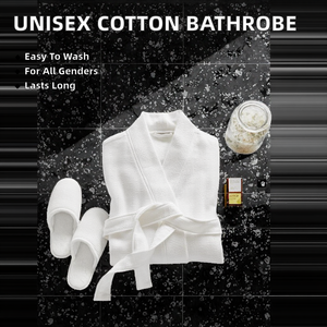 Accappatoio Unisex in Cotone Lungo a Nido d'Ape Stile Hotel per Casa Alla Moda Taglie Forti Vestaglia da Notte per Uomo o Donna - Product Image 2