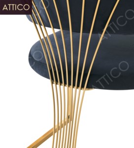 เก้าอี้รับประทานอาหารสีทองเบาะหรูหราเก้าอี้เท้าแขนสแตนเลสโลหะสีทองห้องนั่งเล่นเก้าอี้รับประทานอาหารสำเนียงสำหรับบ้านและโรงแรม - Product Image 3