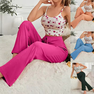 Regalos para Mujer, Conjunto de Pijamas Casuales Cómodos y a la Moda, Ropa de Dormir Floral, Camisola Suave y Pantalones Largos para Damas - Product Image 2