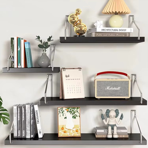 <span class=keywords><strong>Étagère</strong></span>s flottantes réglables en <span class=keywords><strong>bois</strong></span> pour la décoration intérieure des enfants Supports muraux en <span class=keywords><strong>métal</strong></span> pour salle de bain <span class=keywords><strong>Garage</strong></span> Stockage de bijoux MDF durable - Product Image 6